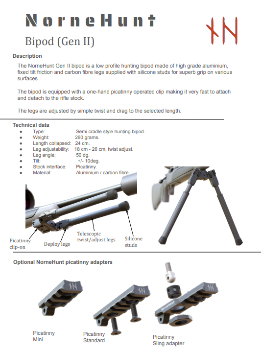 NorneHunt Gen II Bipod