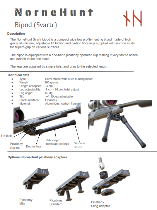 NorneHunt Svartr Bipod